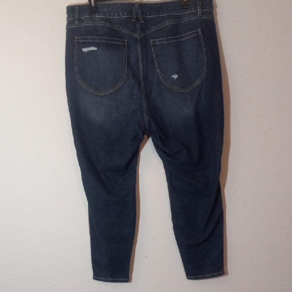 Lane Bryant Dark Blue Distressed Ankle Jeans - Picture 4 of 4